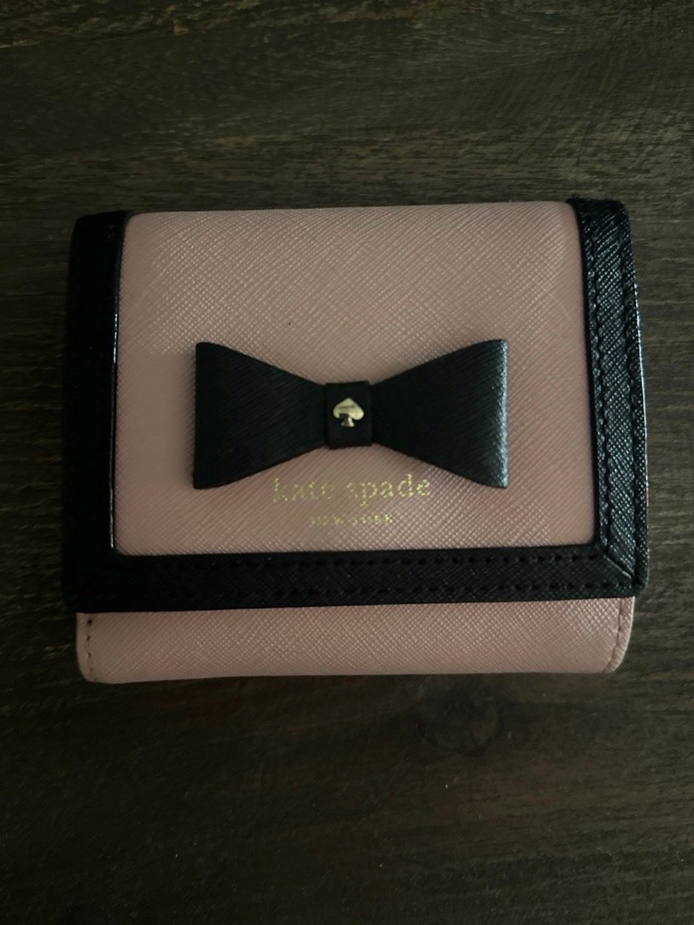 kate spade Pink and Black Bow Small Wallet